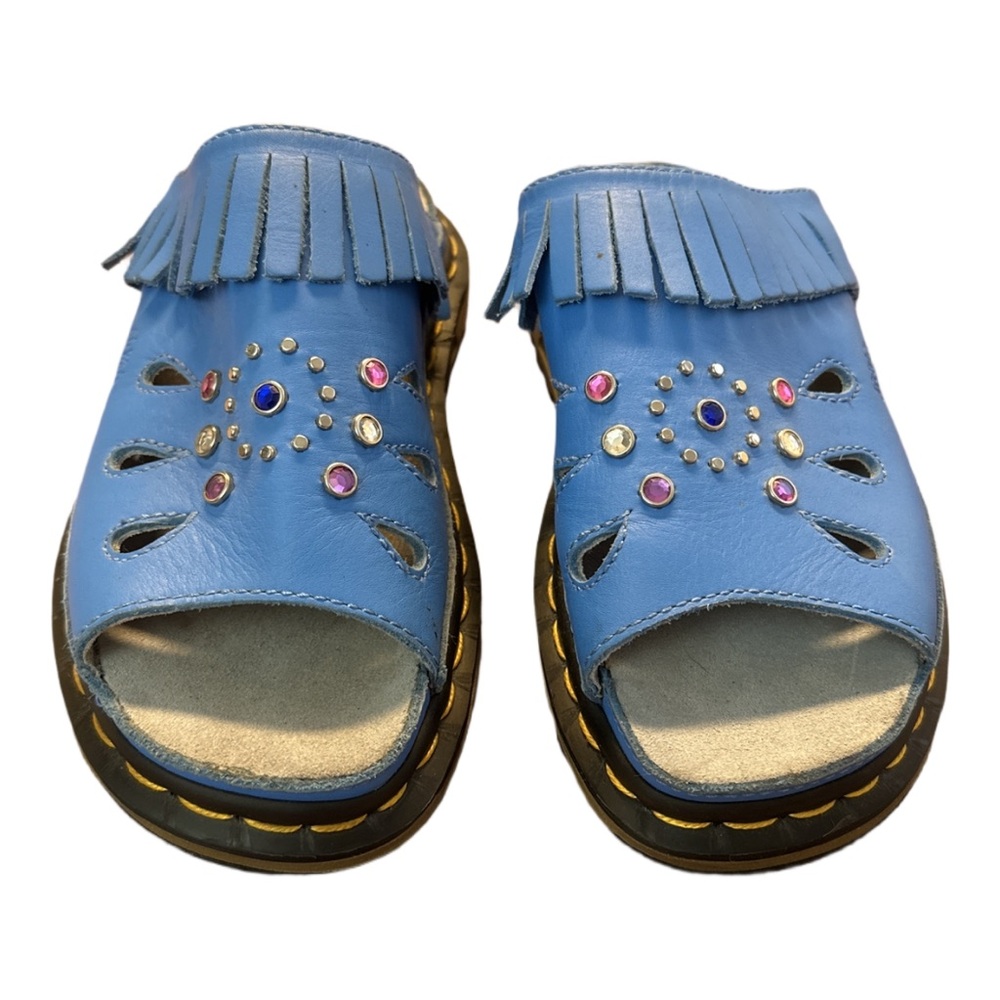 VTG RARE DR MARTENS AIRWAIR DEADSTOCK chunky blue retro fringe sandals, 6US.
